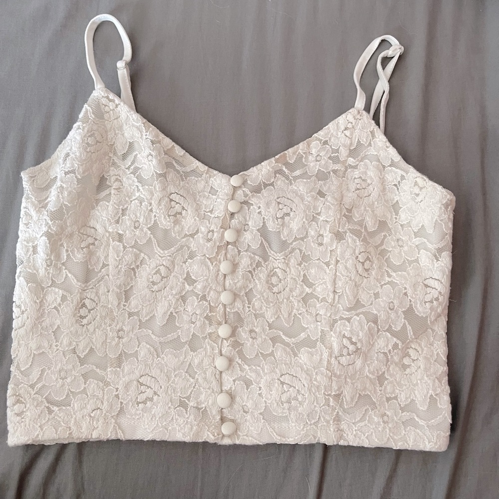 White Lacey crop top